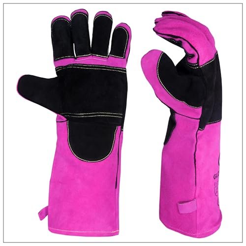 Nation Ladies BBQ/Welding Leather Gloves, Fire Resistant,...