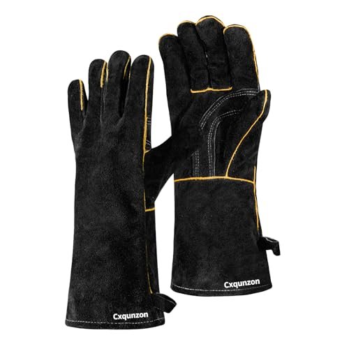 Cxqunzon Leather Welding Gloves - Thick Premium Cow Split...