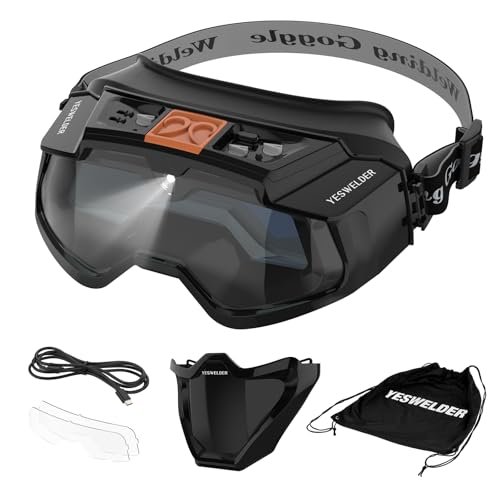 YESWELDER Auto Darkening Welding Goggles with Mask, LED...