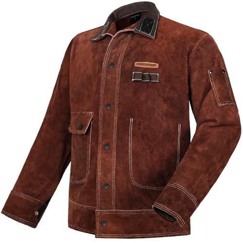 ARCCAPTAIN Leather Welding Jacket, Heavy Duty Welder...