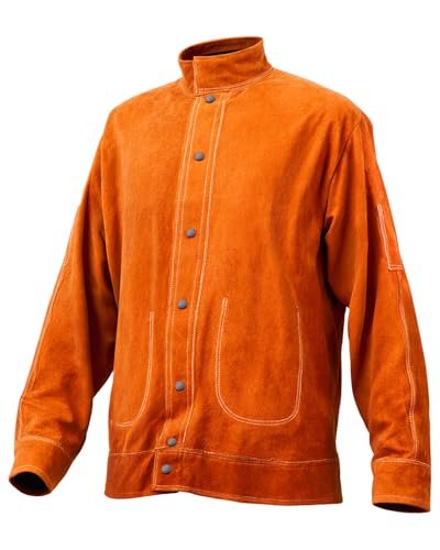 VEVOR Leather Welding Jacket, Heavy Duty Cowhide Flame...