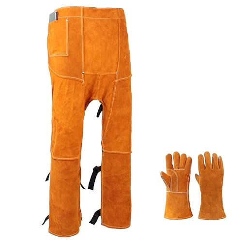 Heavy Duty Split Leather Welding Pants - Heat & Flame...