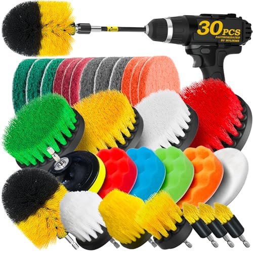 Holikme 30Pack Drill Brush Attachments Set,Scrub Pads &...