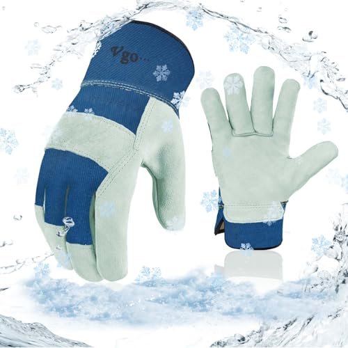 Vgo... Winter Warm Lined Cowhide Split Leather Work...