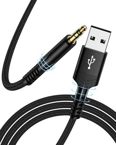 USB to 3.5mm Audio Cable 3FT, Braided USB-A to Aux...