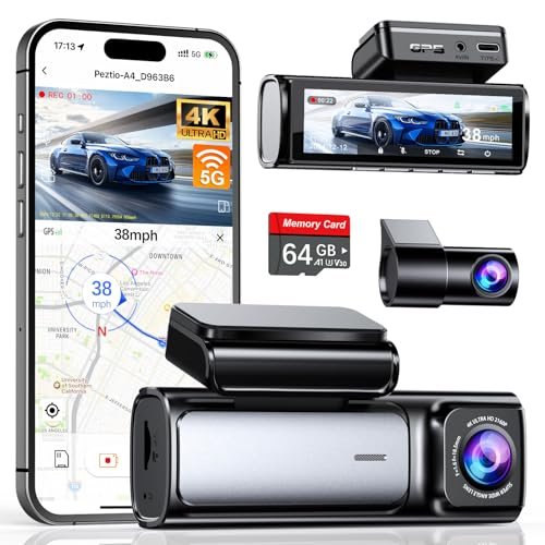 Affver 4K Dash Cam Front and Rear, Built-in 5G WiFi...