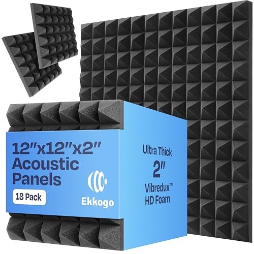 Ekkogo 18-Pack Sound Proof Foam Panels for Walls 12X12X2...