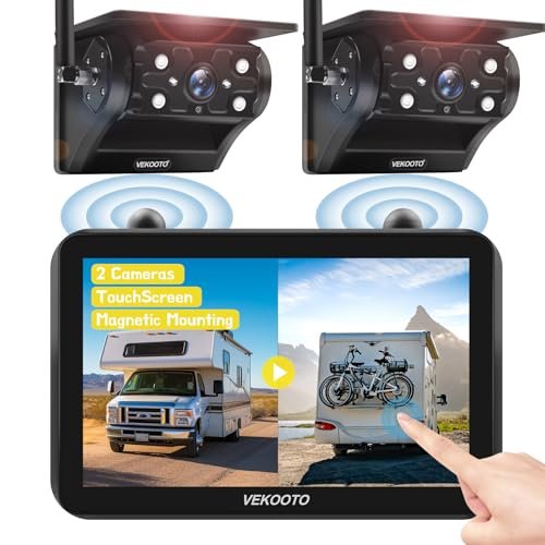 2 Magnetic Solar Wireless Backup Camera with 7'' IPS...