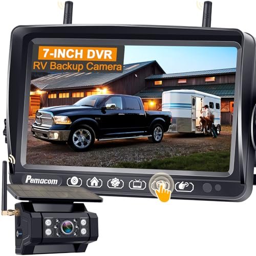 RV Backup Camera with Solar Magnetic: Long Distance No...