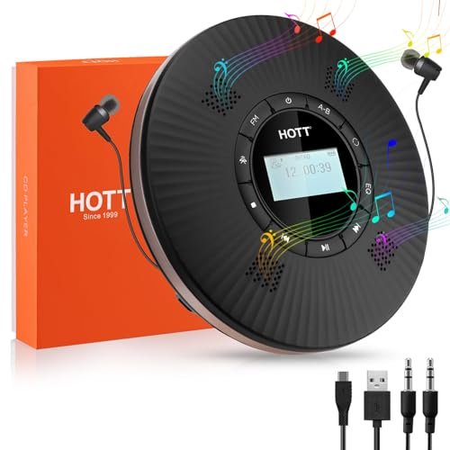 HOTT Portable CD Player Built-in 4 Speakers Bluetooth 5.3...
