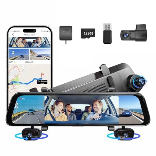 2025 12'' Mirror Dash Cam 4 Channel, 360 Vital Dashcam...