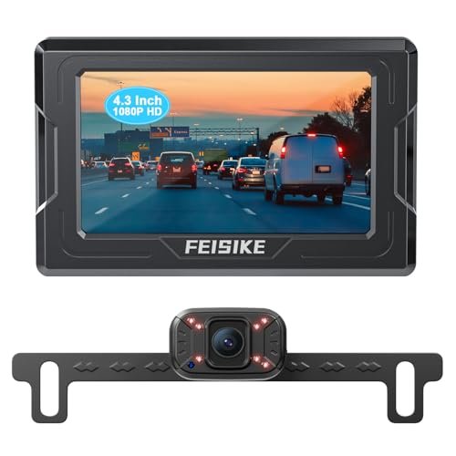 FEISIKE Backup Camera, 1080P IR Night Vision with Monitor,...