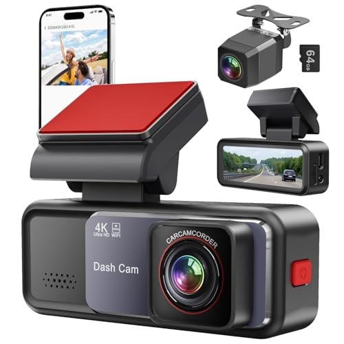 Dash Cam, 4K+2K Full HD Dash Cam Front and Rear,...
