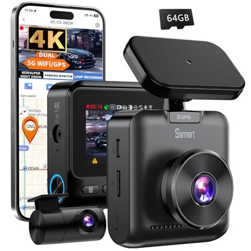 Sarmert C2 4K Dual Dash Cam Front and Rear -...