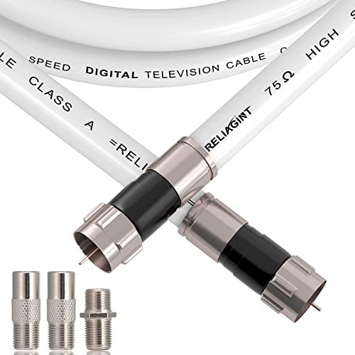 RELIAGINT 25ft, RG6 White Coaxial Cable with F Pin...