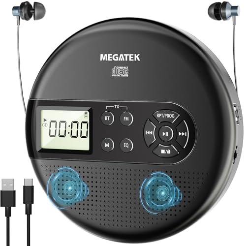 MEGATEK CP27BR Portable CD Player Bluetooth for Car with...