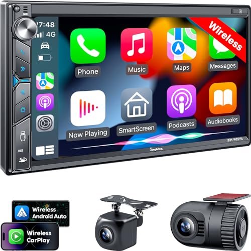 SJoyBring Upgrade Wireless Double Din Car Stereo with Apple...