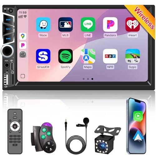 Wireless Apple Carplay 7 inch Double Din Car Stereo,IPS...