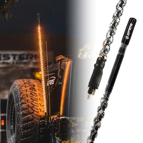 Xprite 4FT CB Radio Antenna with Spiral Amber LED Whip...