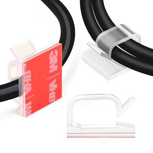 60 PCS XHF 5/8” Adhesive Cable Wire Clips Clear, Cable...