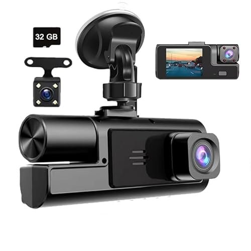 1080P 3 Channel Dash Camera for Car Front and Rear...