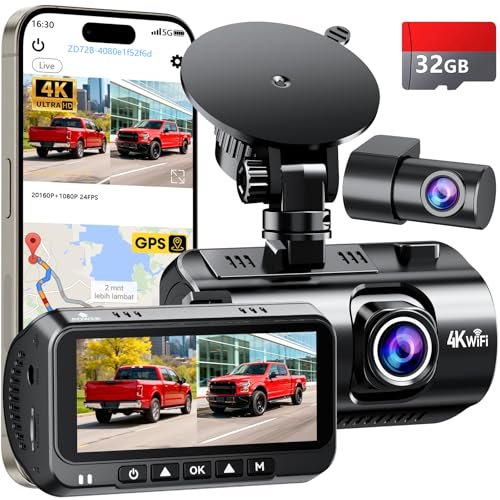Befumly 4K Dash Camera for Trucks: WiFi GPS Dual Dash...