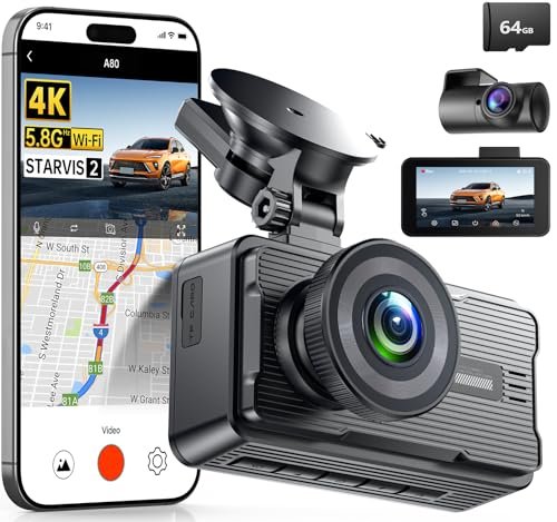 JOMISE 4K Dash Cam Front and Rear with 5Ghz WiFi...