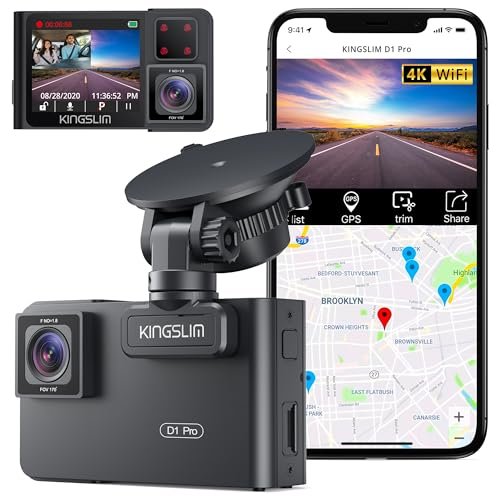 Kingslim D1 pro Dual Dash Cam 4K Record Inside -...