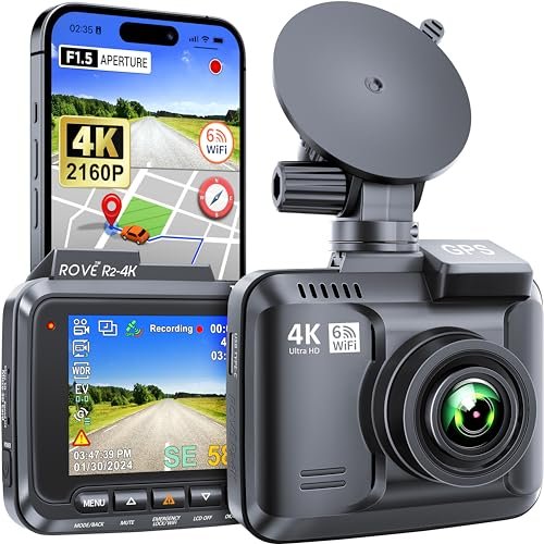 ROVE R2-4K Dash Cam Built-in WiFi 6 GPS Car Dashboard...
