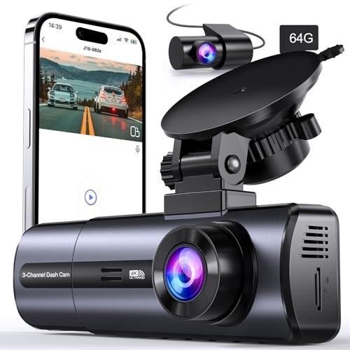 3 Channel 4K Dash Cam with 5GHz WiFi & APP...