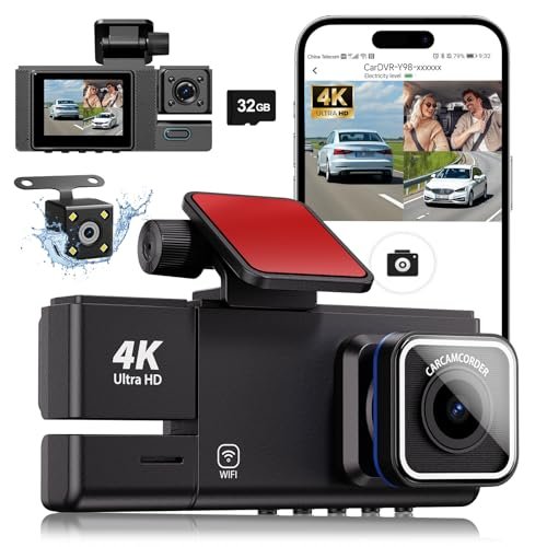 3 Channel Dash Cam, 5G WiFi Dash Camera for Cars,...