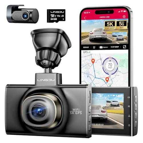 LD02 5K On Dash Cam 5G WiFi with Free 64GB...