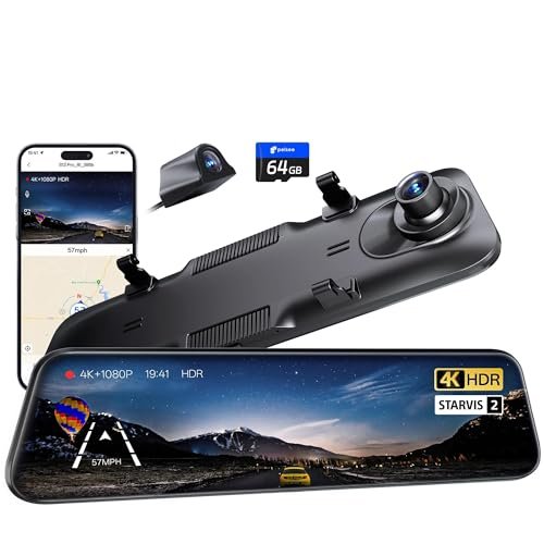 Pelsee S12 Pro Mirror Dash Cam with STARVIS 2 Sensor,...