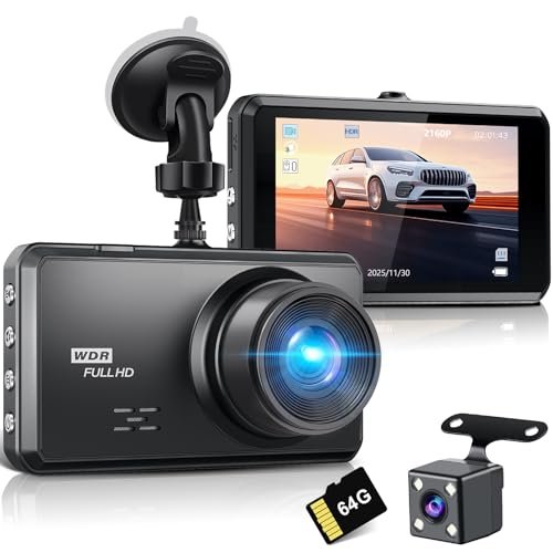 Miden S7 4K Dash Cam Front and Rear,64G SD...