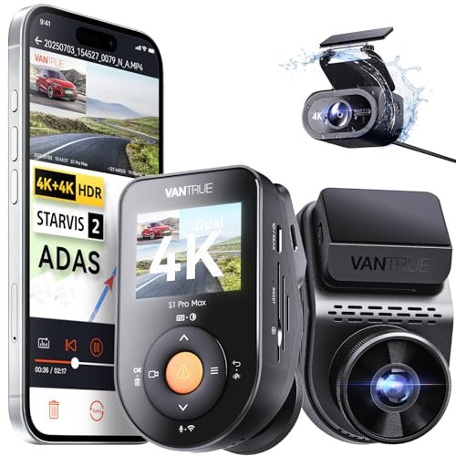 Vantrue S1 Pro Max AI Dash Cam 4K+4K with ADAS,...