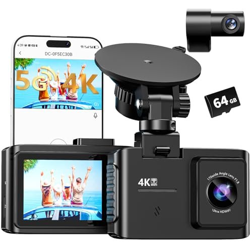 Dash Cam Front and Rear: 4K Dual Channel Dash Cam...