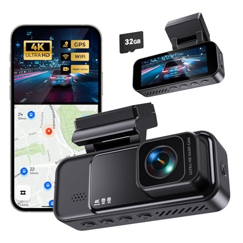 COOLCRAZY 4K Dash Cam Front, Built-in WiFi GPS, Dash...