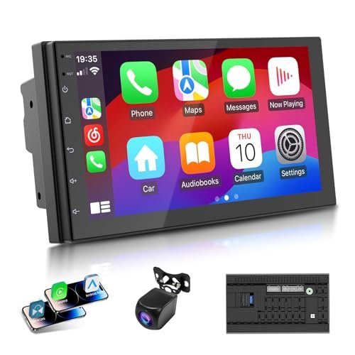 Haudio 7-Inch Double Din Car Stereo with Wireless CarPlay...