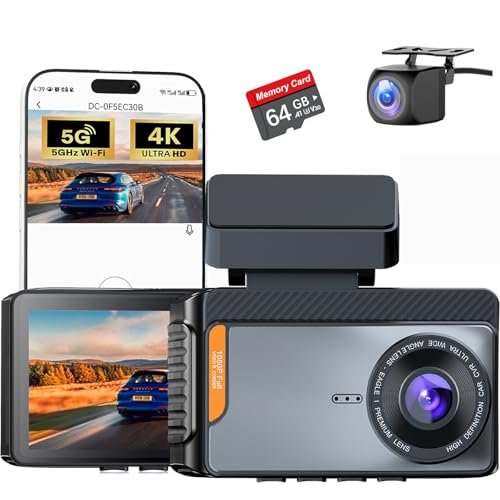 4K WiFi Dual Channel Dash Cam, Dash Cam Front and...