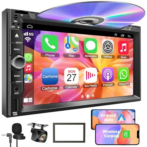 Double Din Car Stereo with CD/DVD Player, 7-Inch Touch...
