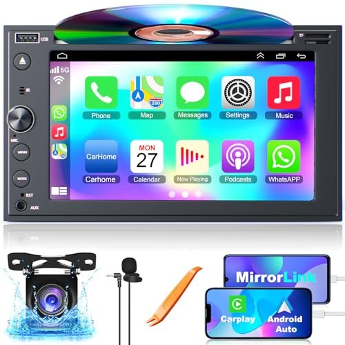 Double Din Car Stereo with CD/DVD Player, 7-inch Touch...