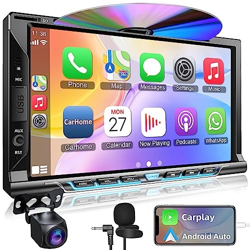 Double Din car Stereo with CD/DVD Player- CarPlay &...