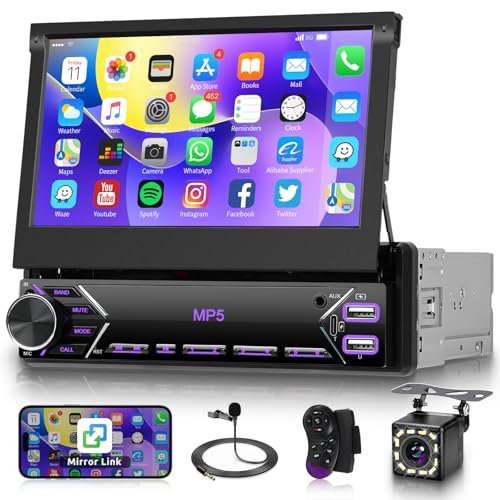 Single Din Flip Out Car Stereo Bluetooth 7 Inch...