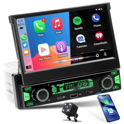 Single Din Stereo with Flip-Out Touchscreen: 7 Inch...