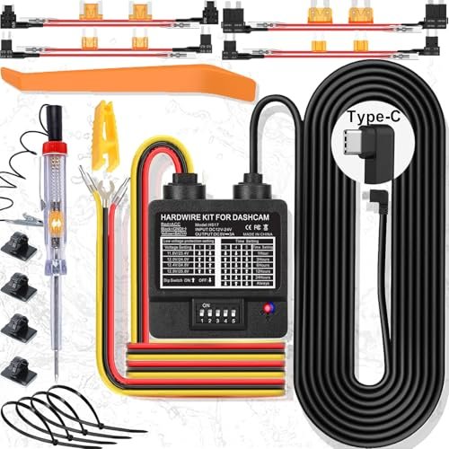 Dash Cam Hardwire Kit, USB C 3-Wire Dashcam Hardwire Kit...