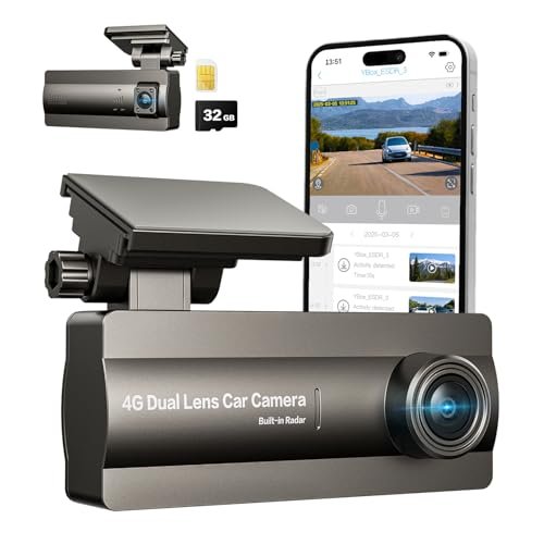 ELYSOO 4G LTE Dash Cam Front Inside, Dual FHD Live-View...