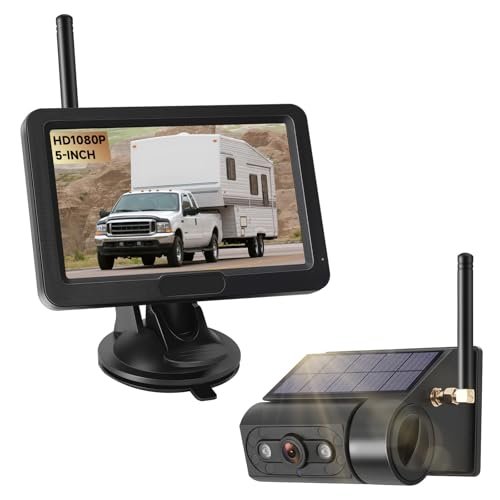 Magnetic Solar Wireless Backup Camera with 5” HD Monitor...