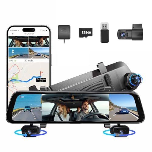 2025 Rear View Mirror Camera, 4 Channel Mirror Dash Cam...