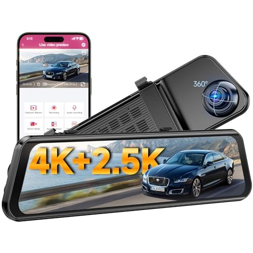 OMBAR 4K+2.5K Rear View Mirror Camera with ADAS BSD and...