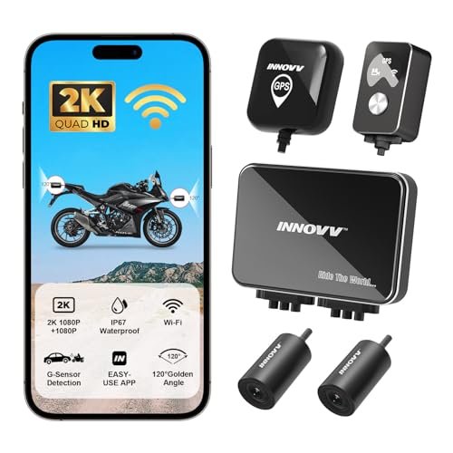 INNOVV K7 Motorcycle Dash Cam, 2K + 2K Front and...
